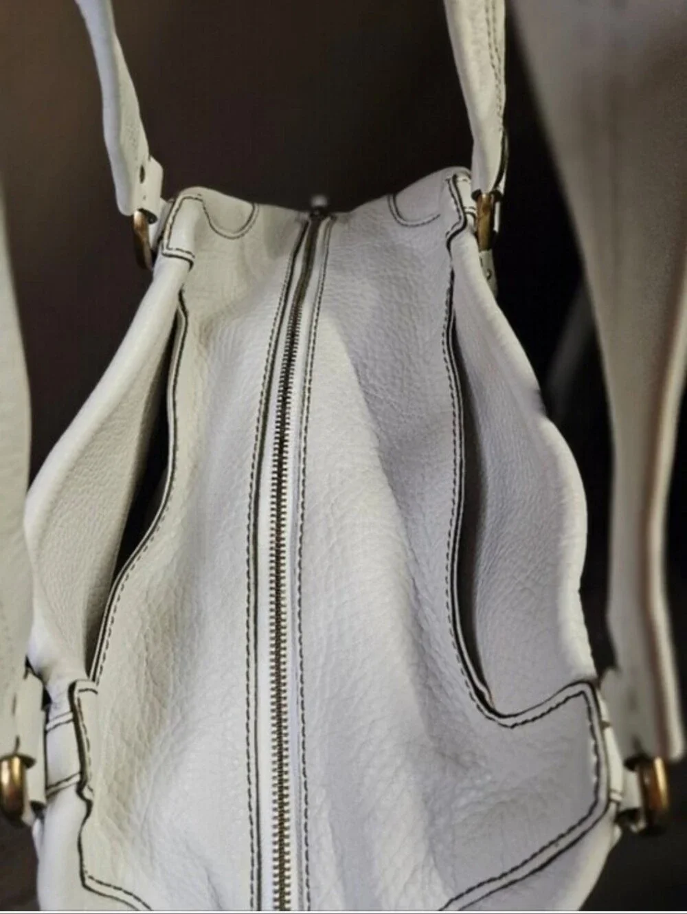 Cole Haan Village Phoebe Leather Satchel- Dove White